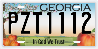 GA license plate PZT1112