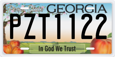 GA license plate PZT1122