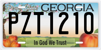 GA license plate PZT1210