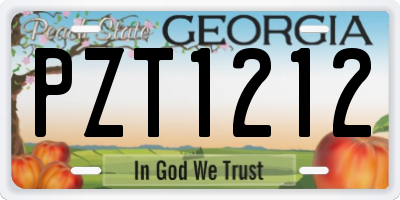GA license plate PZT1212