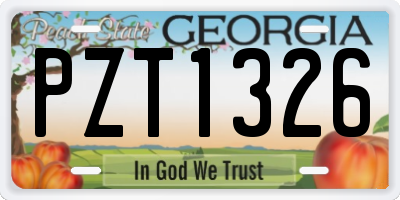 GA license plate PZT1326