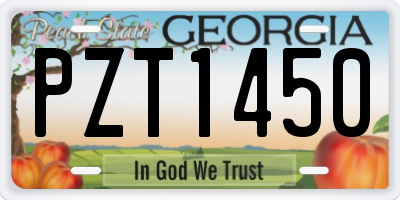 GA license plate PZT1450