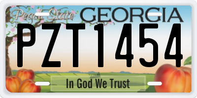 GA license plate PZT1454
