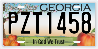 GA license plate PZT1458