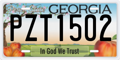 GA license plate PZT1502