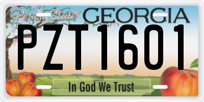 GA license plate PZT1601