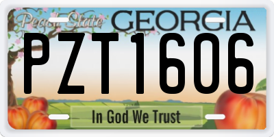 GA license plate PZT1606