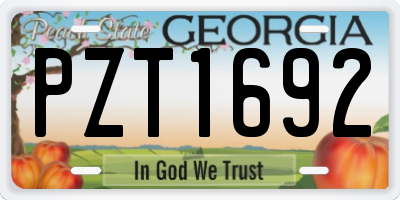 GA license plate PZT1692