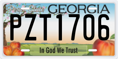 GA license plate PZT1706