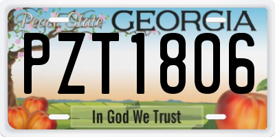 GA license plate PZT1806