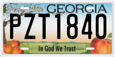GA license plate PZT1840