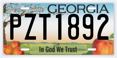 GA license plate PZT1892