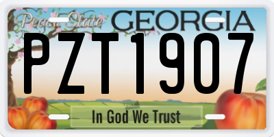 GA license plate PZT1907