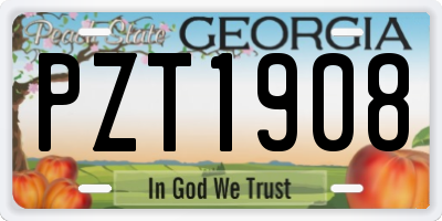 GA license plate PZT1908