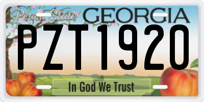 GA license plate PZT1920