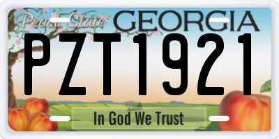 GA license plate PZT1921