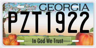 GA license plate PZT1922
