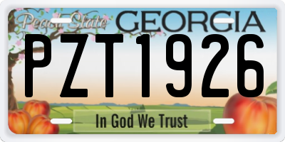 GA license plate PZT1926