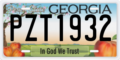 GA license plate PZT1932