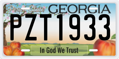 GA license plate PZT1933