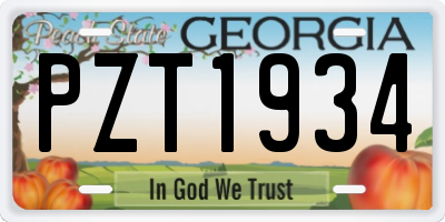 GA license plate PZT1934