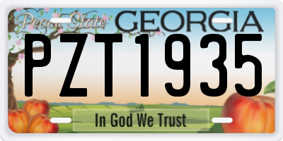 GA license plate PZT1935