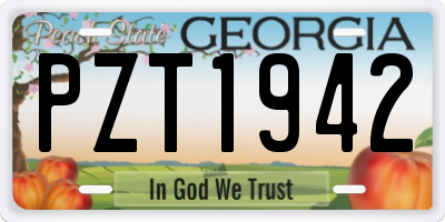 GA license plate PZT1942