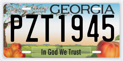 GA license plate PZT1945