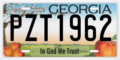 GA license plate PZT1962