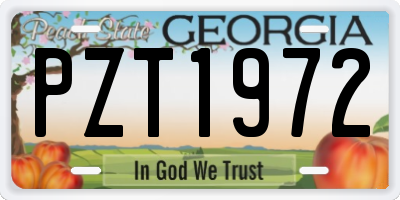 GA license plate PZT1972