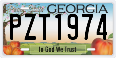 GA license plate PZT1974