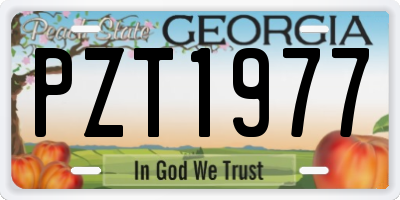 GA license plate PZT1977