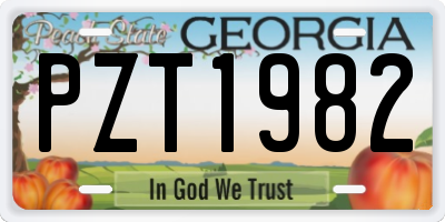 GA license plate PZT1982