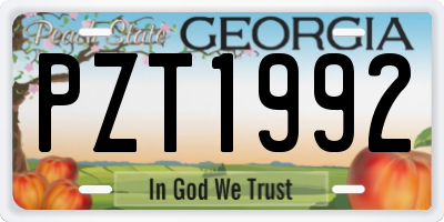 GA license plate PZT1992