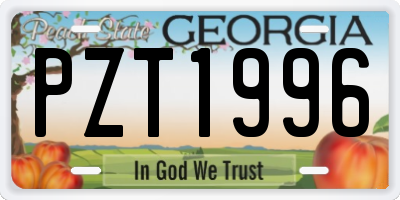 GA license plate PZT1996