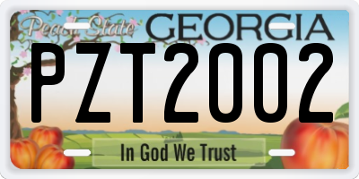 GA license plate PZT2002