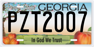 GA license plate PZT2007
