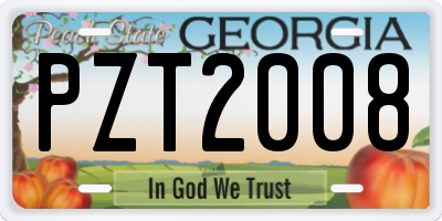 GA license plate PZT2008