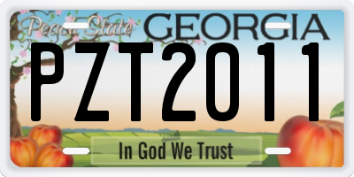 GA license plate PZT2011