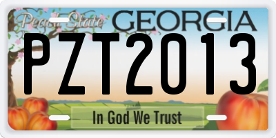 GA license plate PZT2013