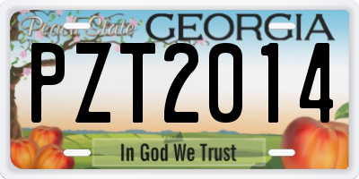 GA license plate PZT2014