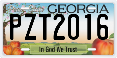 GA license plate PZT2016
