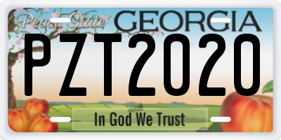 GA license plate PZT2020