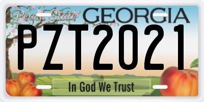 GA license plate PZT2021