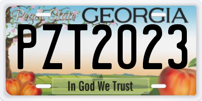 GA license plate PZT2023