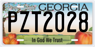 GA license plate PZT2028