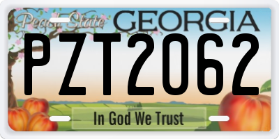 GA license plate PZT2062