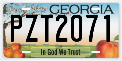 GA license plate PZT2071