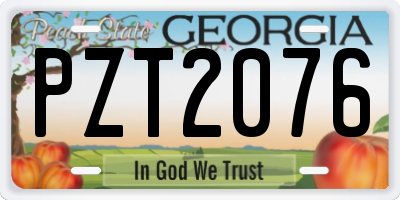 GA license plate PZT2076