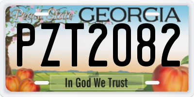 GA license plate PZT2082